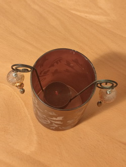 Teelichtglas, satiniert mit Ornamenten
